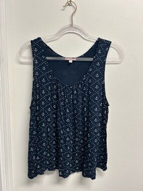 Navy Anchor Print Sleeveless Tank Top